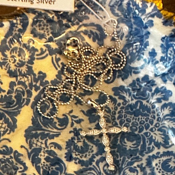 Sterling Silver CZ Cross and 18" Necklace NWT Bleu Sage - Picture 2 of 9